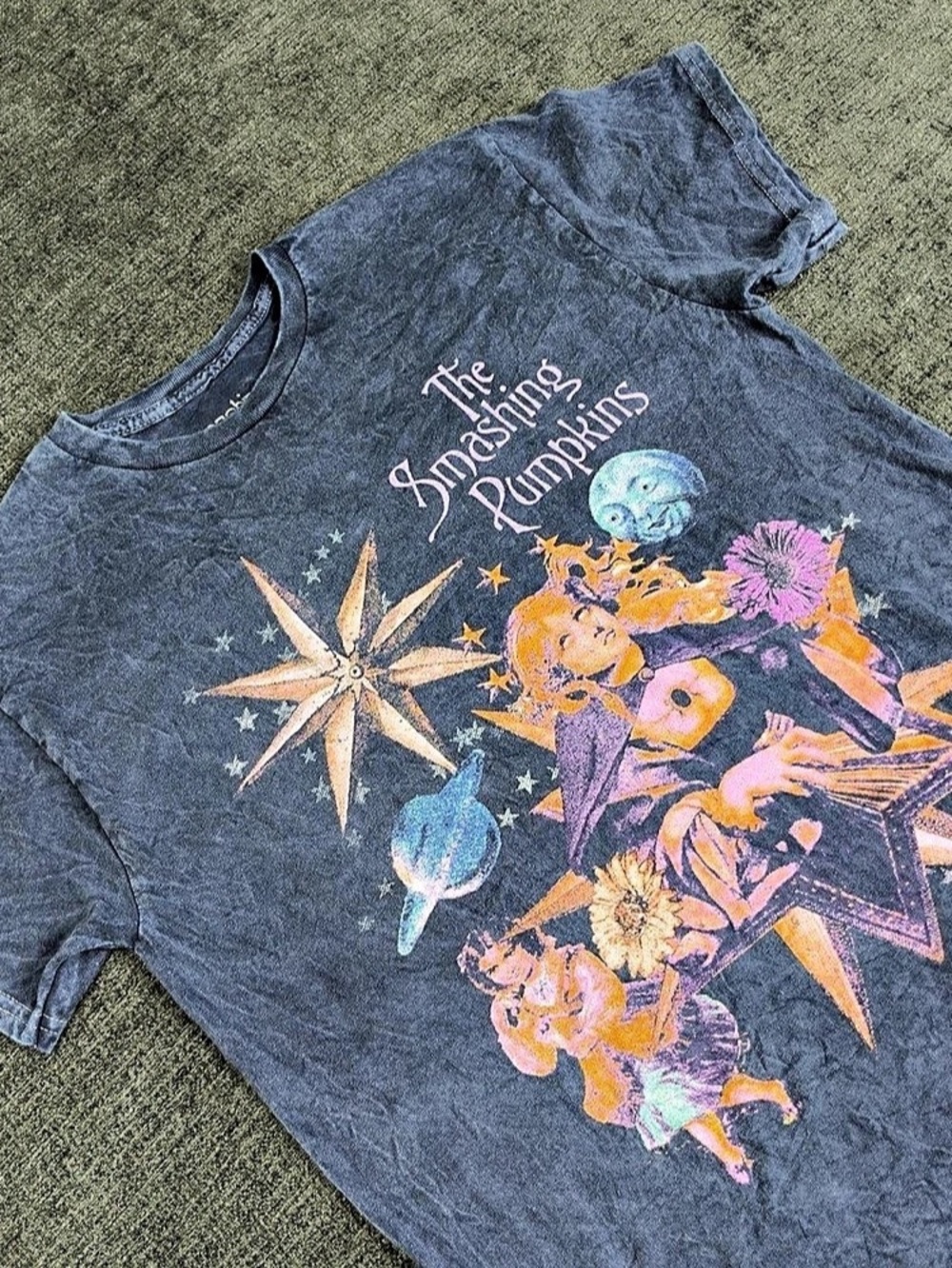 The Smashing Pumpkins Graphic T-Shirt Navy Unisex M 100% Cotton Distressed Look